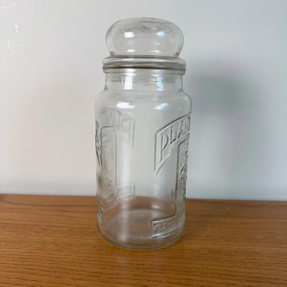 Planters 75th Anniversary Peanut Planter Peanut Character Glass Jar‎ with Lid